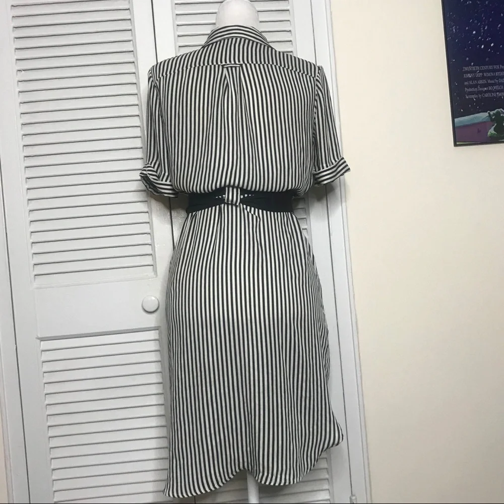 NWOT H&M black and white stripe shirt dress - Picture 5 of 5